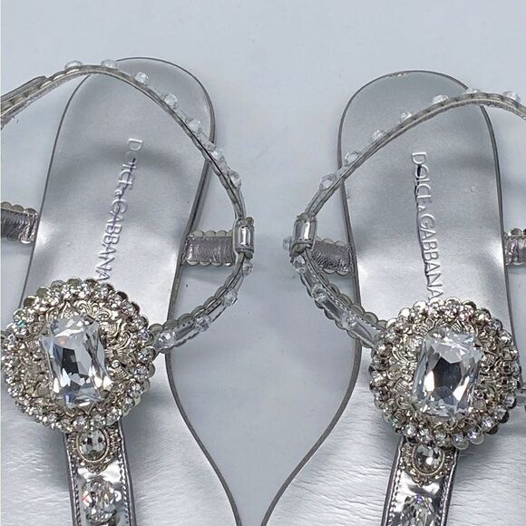 DOLCE&GABBANA Crystal-embellished leather sandals size 36.5 - Picture 11 of 14